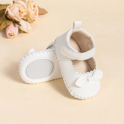 Baby Girl Mary Jane Bowknot Shoes - Non-Slip Soft Sole First Walkers (0-18M)