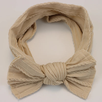 3-Pack Baby Nylon Headbands - Soft Cable Knit Stretchy Bows for Infants & Toddlers (0-3T)