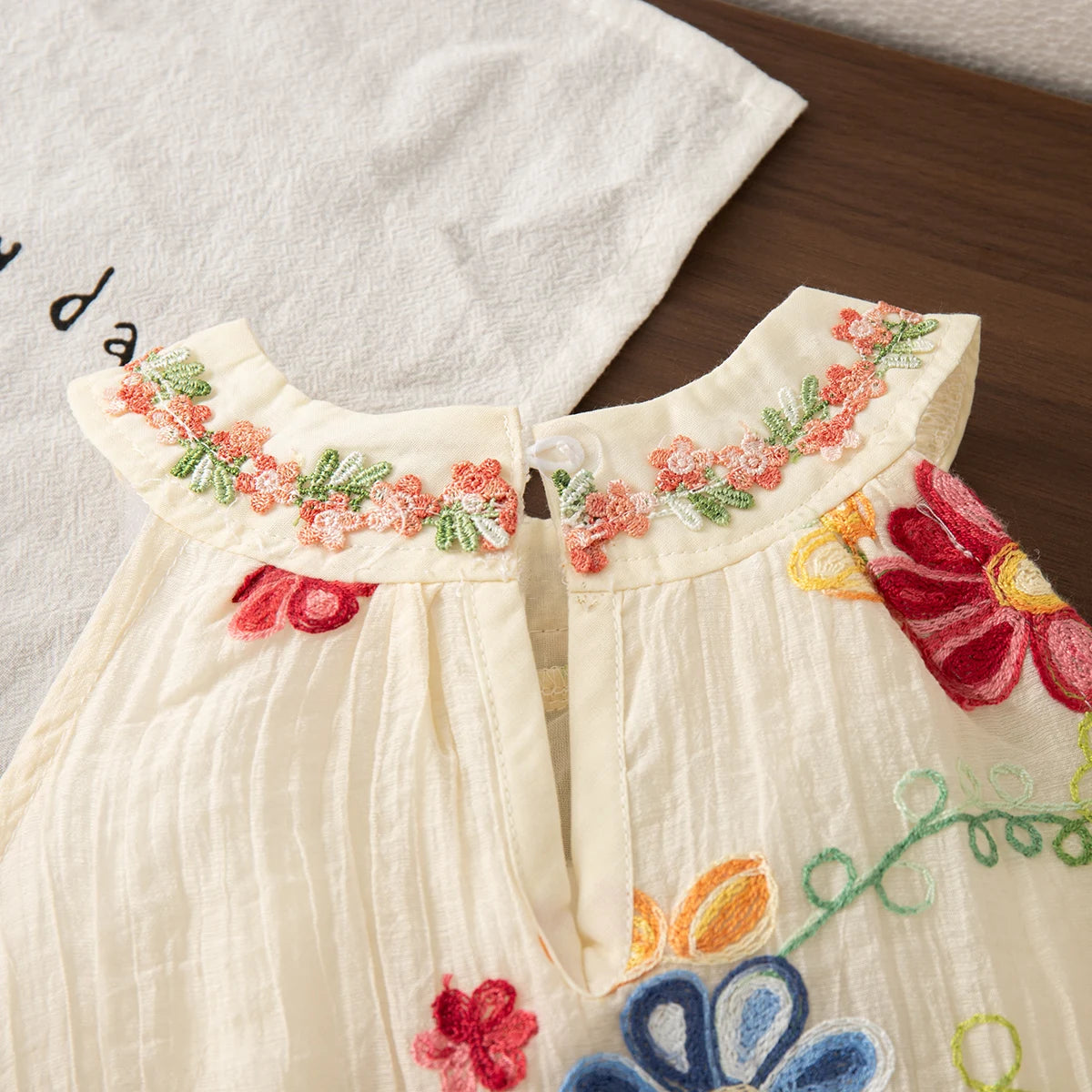 Embroidered Baby Girl Summer Dress - Floral Cotton Sleeveless A-Line Toddler Dress (6M - 4T)