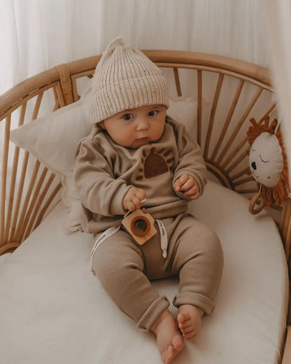 Unisex Baby Knit Outfit Set – Long Sleeve Embroidered Sweatshirt & Pants – Rainbow, Sun, & Letter Designs (6M-3T)