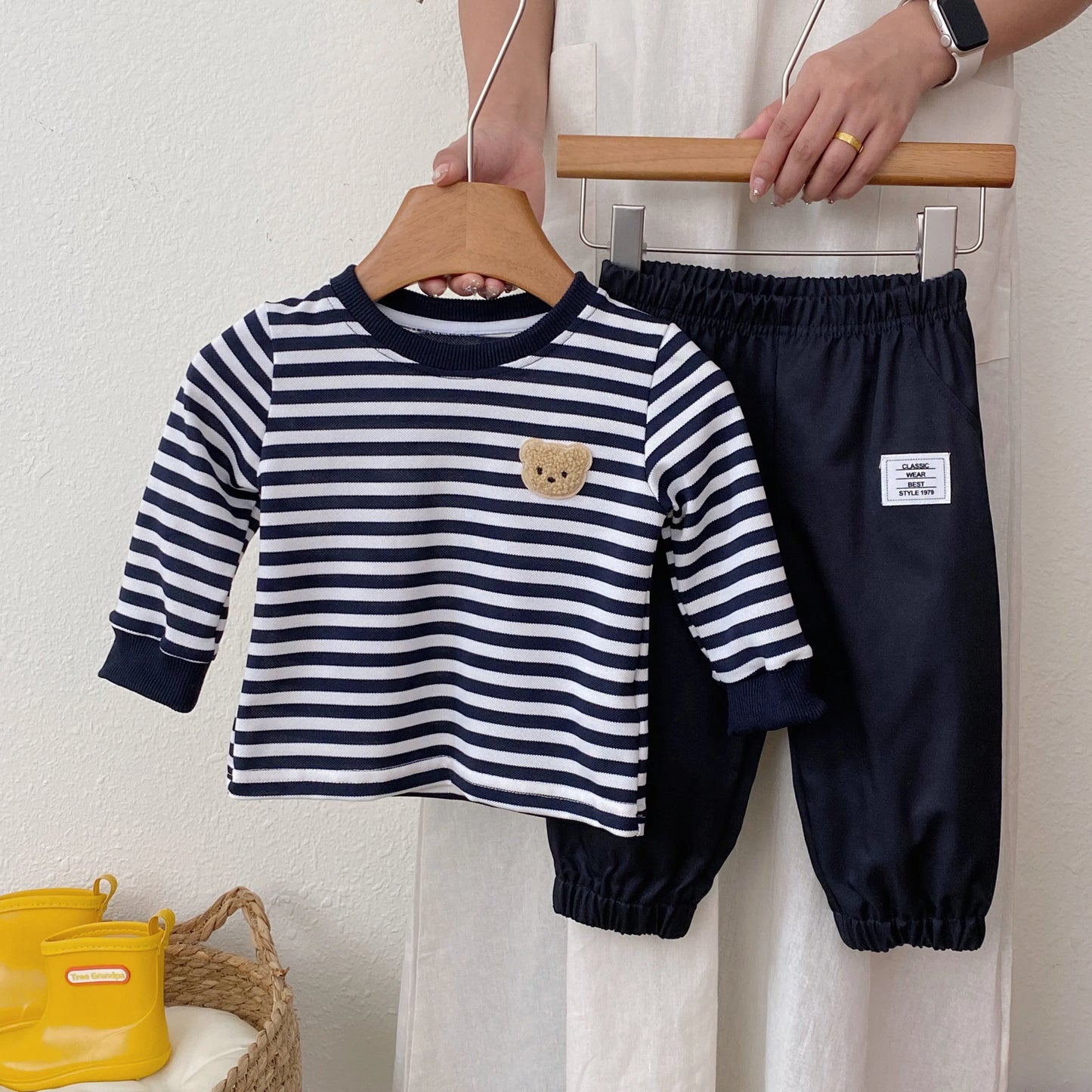 Baby Boy & Toddler 2-Piece Striped Clothing Set (6M-3T) – Long Sleeve Top & Pants