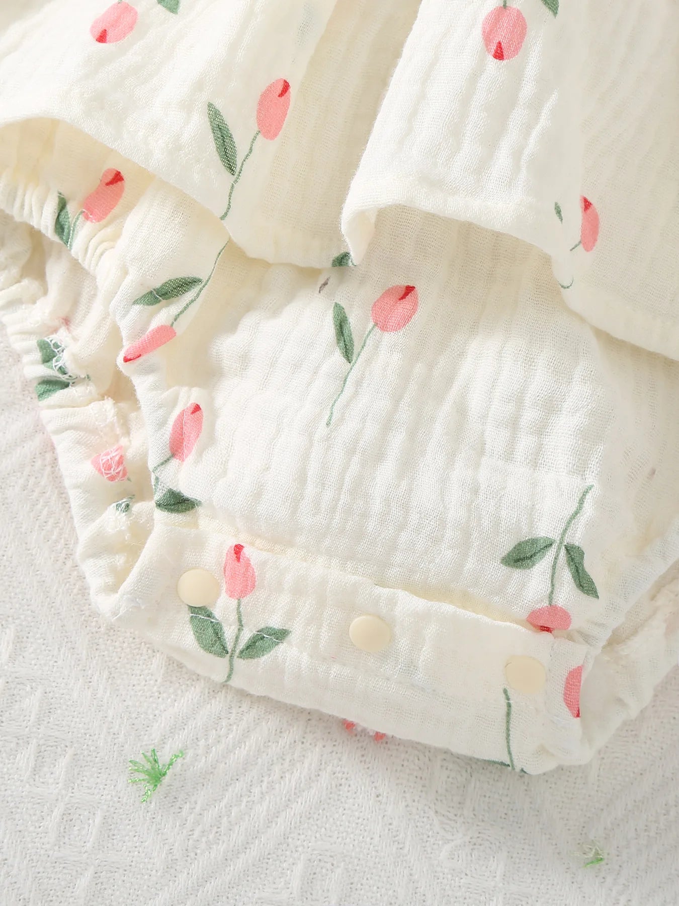 Baby & Toddler Girls Cotton Tulip Print Sleeveless Romper with Matching Sun Hat  (3-24M)