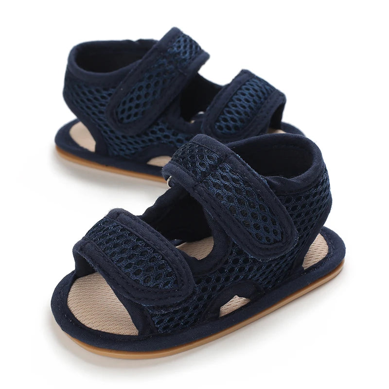 First Walker Mesh Sandals - Breathable Baby Boy Soft Sole Summer Shoes (0-18M)