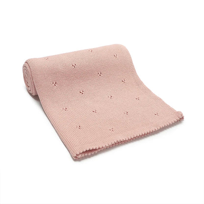 100% Cotton Knitted Baby Blanket - Soft Pointelle Cellular Receiving Blanket