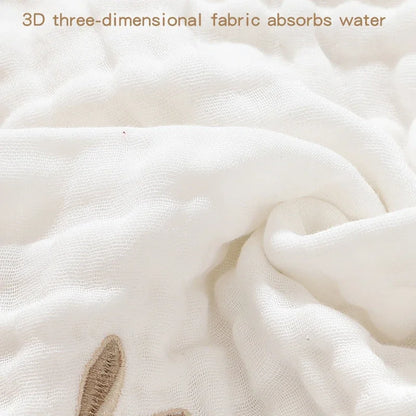 6-Layer Combed Cotton Muslin Washcloths – Ultra Soft & Embroidered (12" x 12")