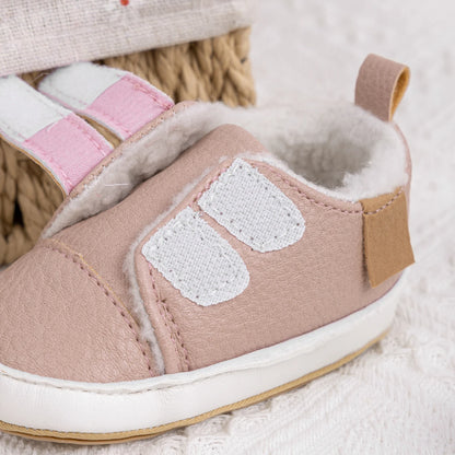 Baby Girl Pink Fleece-Lined Soft Sole Sneakers - First Walkers (0-18M)