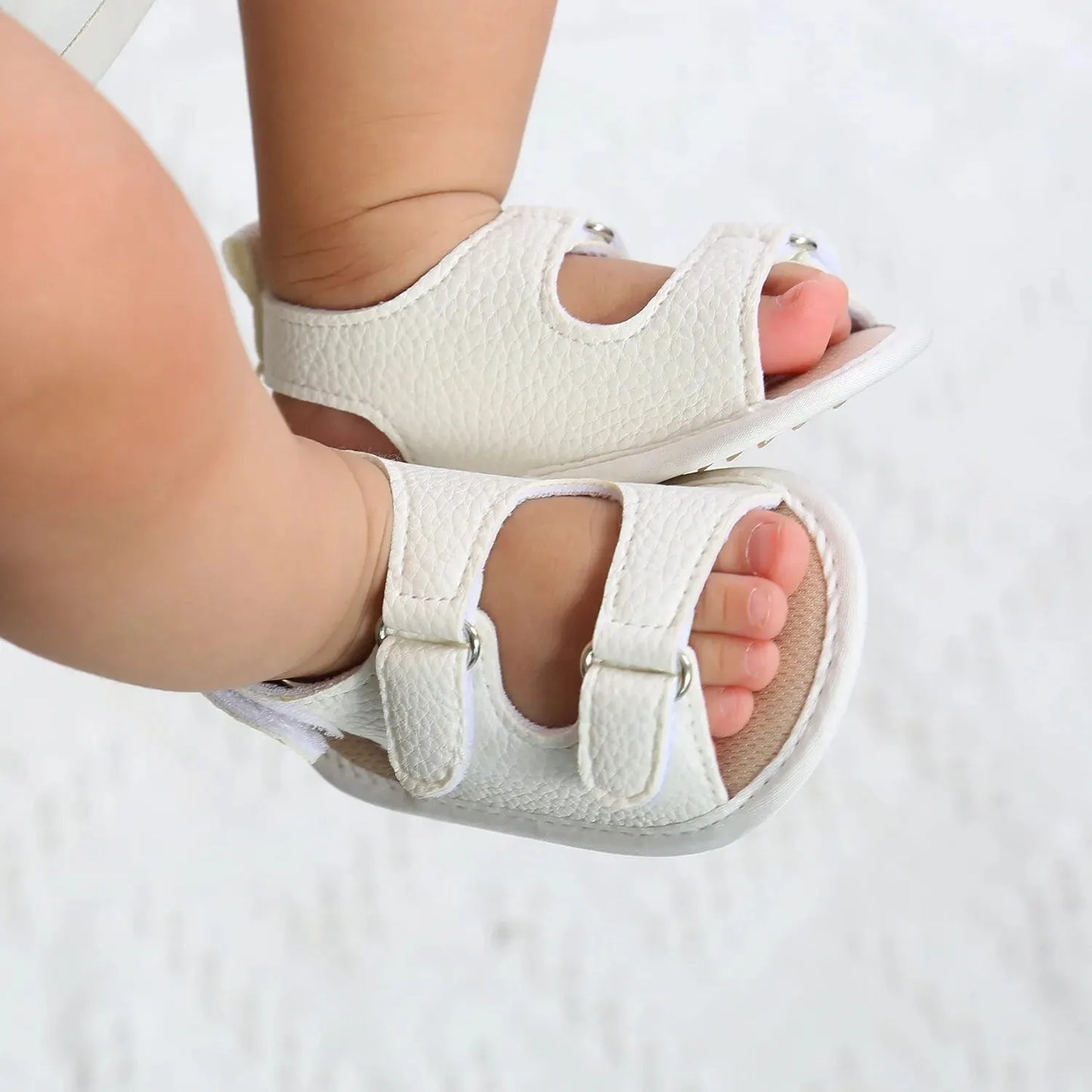 Unisex Baby Summer Vegan Leather Sandals - Anti-Slip Soft Sole Infant First Walkers (0-18M)