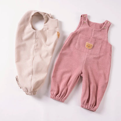 Unisex Baby Bear Corduroy Overalls - Toddler Bib Romper Jumpsuit (3-3T)