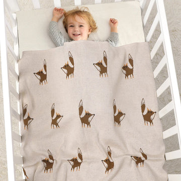 Cute Cartoon Foxes Baby Blanket