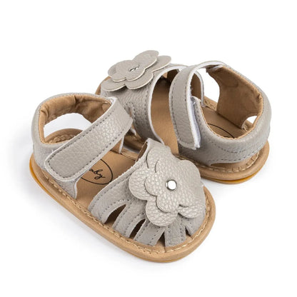 Infant Baby Girl Flower Sandals - Soft Sole Non-Slip First Walkers (0-18M)