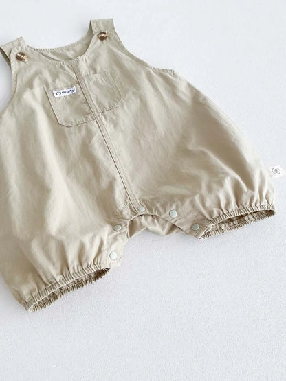 2-Piece Baby Boy Summer Set - Striped Short Sleeve Top & Cotton Blend Overall Jumpsuit (0-24M)