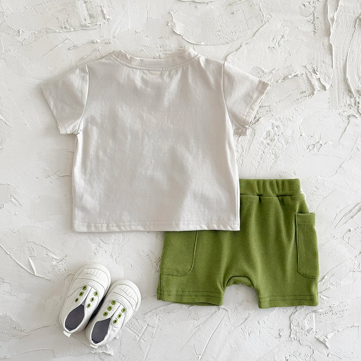 Mama's Boy 2-Piece Baby Boy Summer Clothes Set - Ribbed Shorts & Short Sleeve T-Shirt (6M-3T)
