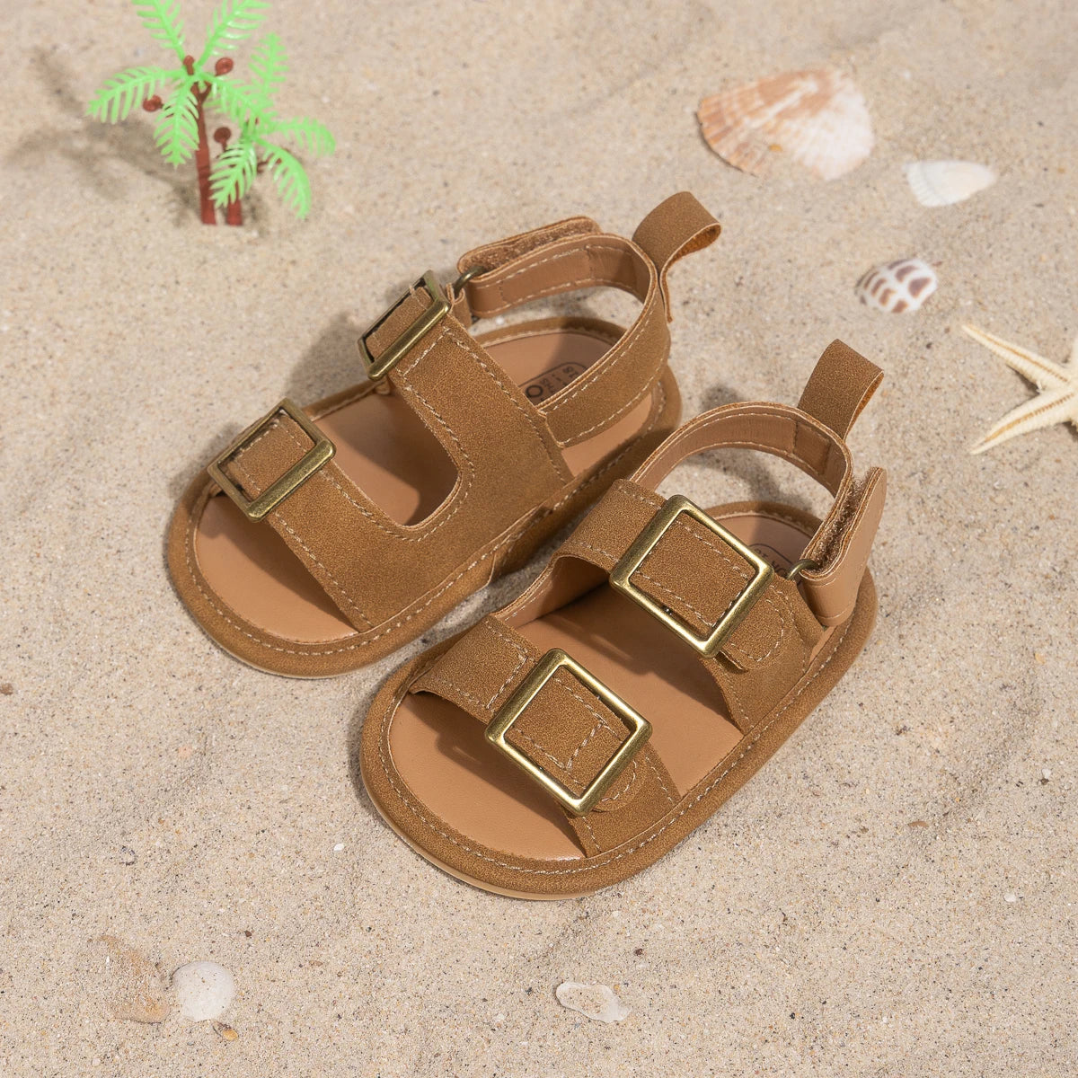 Infant Boys Casual Buckle Beach Sandals - Anti-Slip Soft-Sole First Walkers (0-18M)