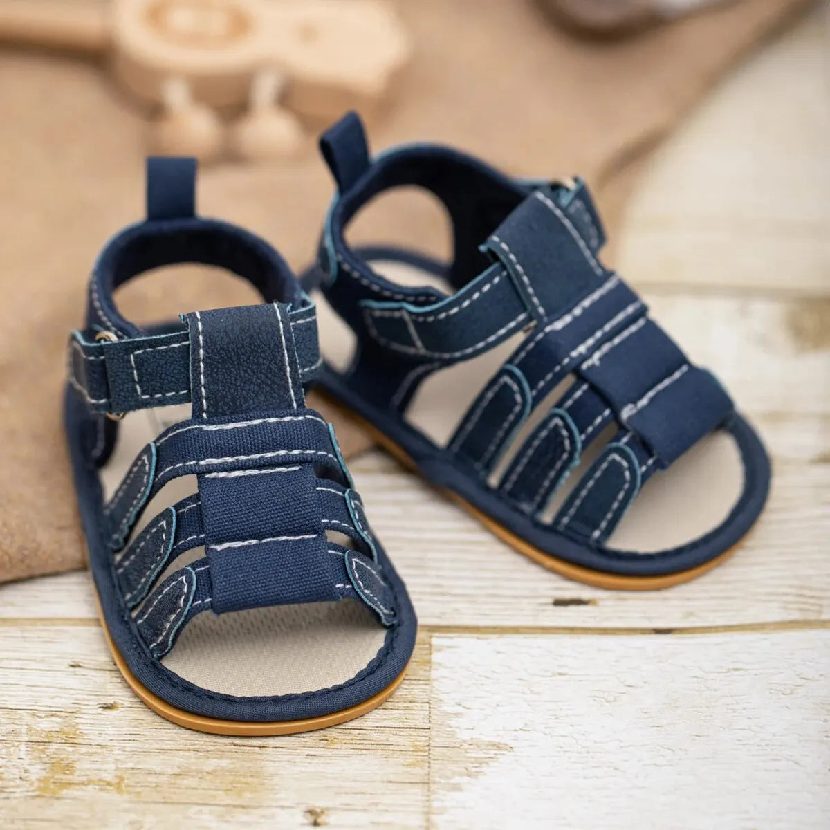 Baby Boy First Walker Sandals - Non-Slip Rubber Sole Summer Shoes for Infants & Toddlers (0-18M)
