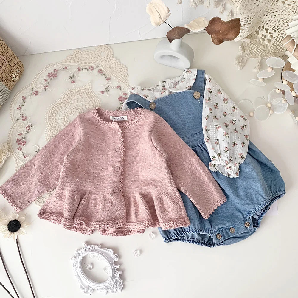 Baby & Toddler Girl 100% Cotton Knit Ruffle Cardigan Sweater (6M-5T)