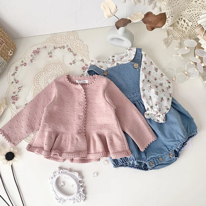 Baby & Toddler Girl 100% Cotton Knit Ruffle Cardigan Sweater (6M-5T)