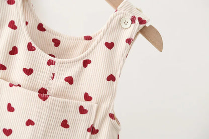 Toddler Corduroy Overalls – Heart Embroidery & Print Bib Pants (9M-4T)