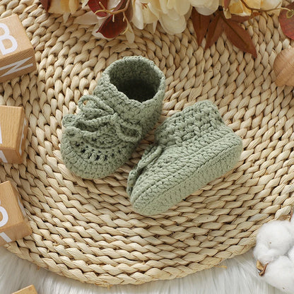Vintage-Inspired Moccasin Knit Baby Booties (0-18M)