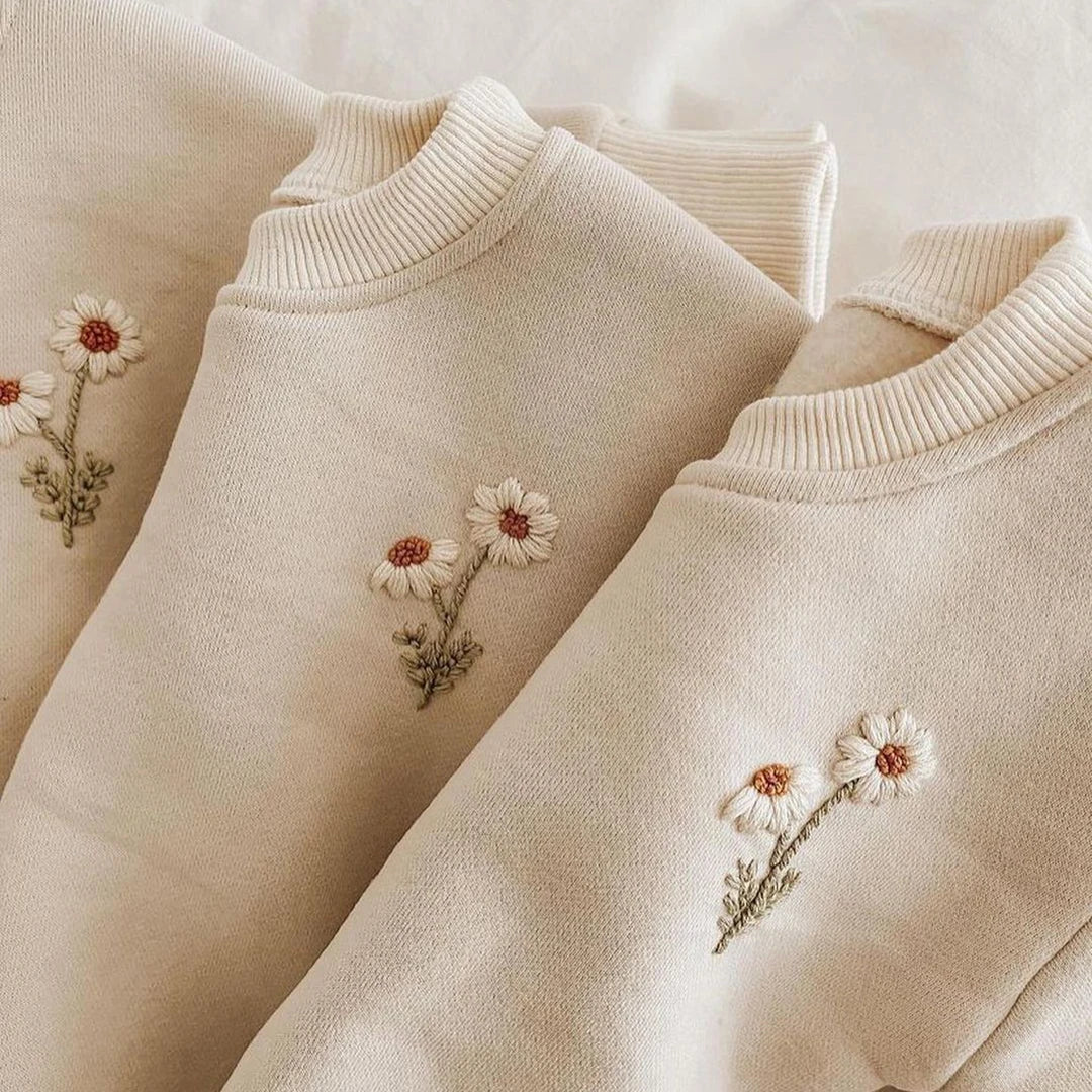 Girl's Baby & Toddler Cotton Knit Tracksuit - Floral Embroidered Sweatshirt & Jogger Set (9M-4T)