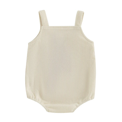 Sleeveless Baby Romper - Textured Corduroy Embroidery Bodysuit -Nature Collection (0-18M)