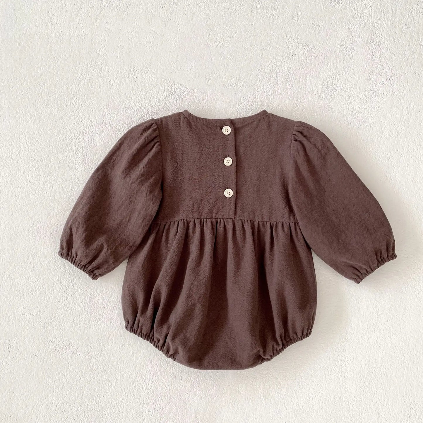 Toddler & Girls Brown Floral Embroidered Cotton Long Sleeve Dress (2T-6T)
