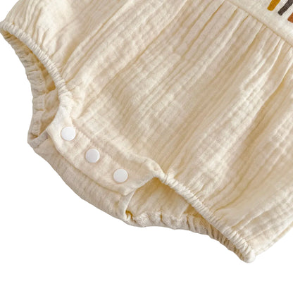 Boho Rainbow Baby Romper - Soft Viscose Muslin Bodysuit - Earth Tone Sleeveless Sunsuit for Newborn & Infants (1-18M)