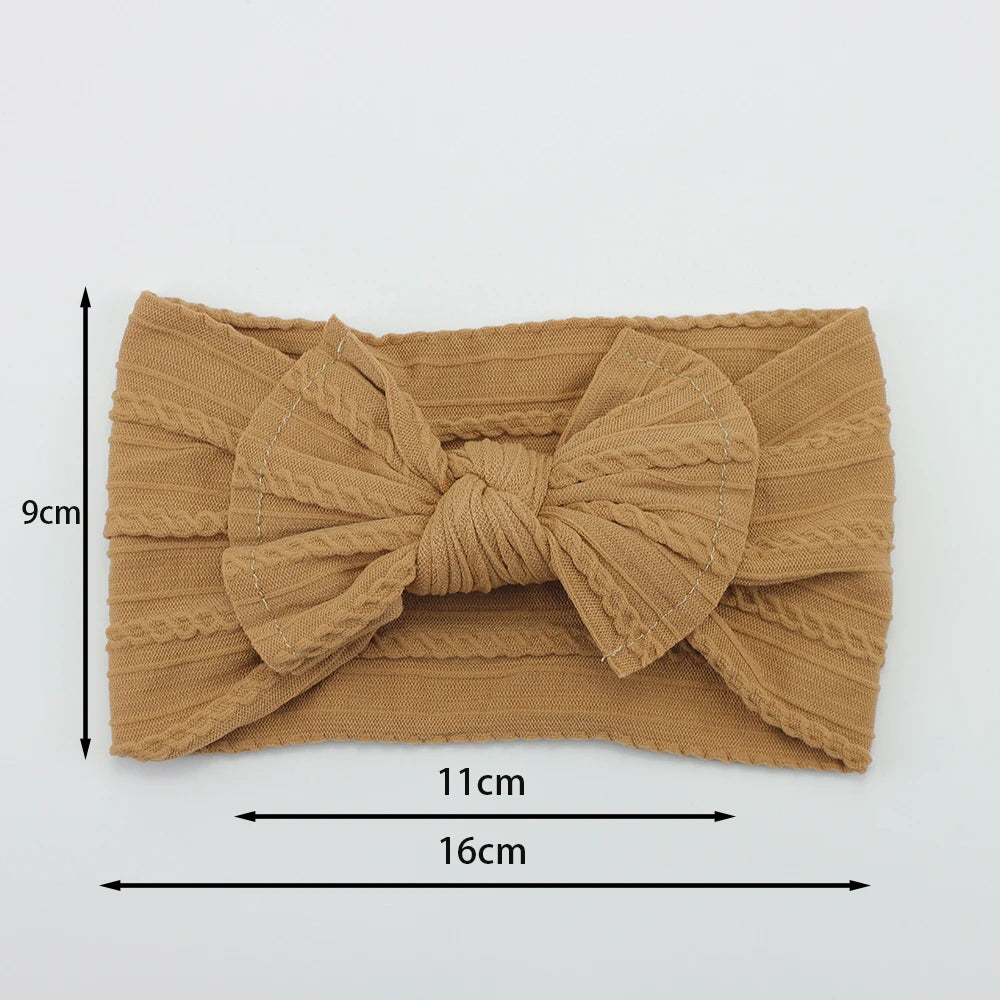 3-Pack Baby Nylon Headbands - Soft Cable Knit Stretchy Bows for Infants & Toddlers (0-3T)