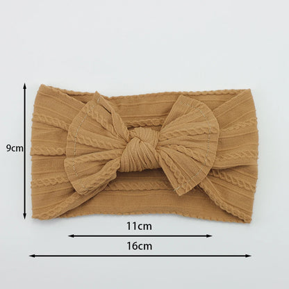 3-Pack Baby Nylon Headbands - Soft Cable Knit Stretchy Bows for Infants & Toddlers (0-3T)