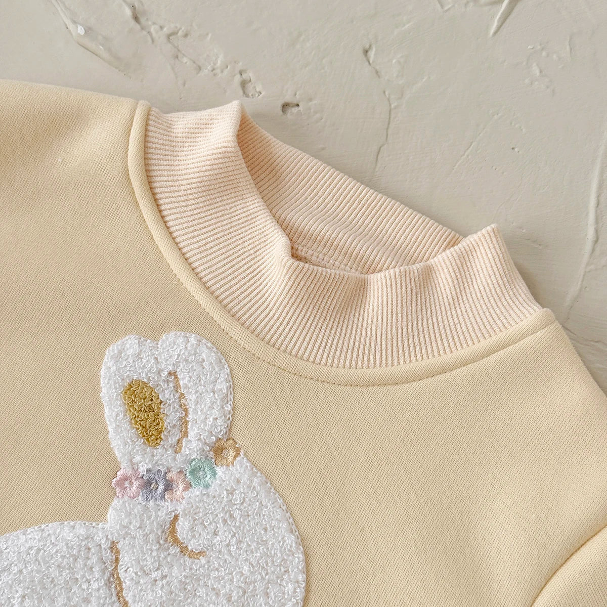 Toddler Girl Winter Bunny Fleece Outfit - 2pc Sherpa-Lined Sweatshirt & Joggers Set (6M-3T)