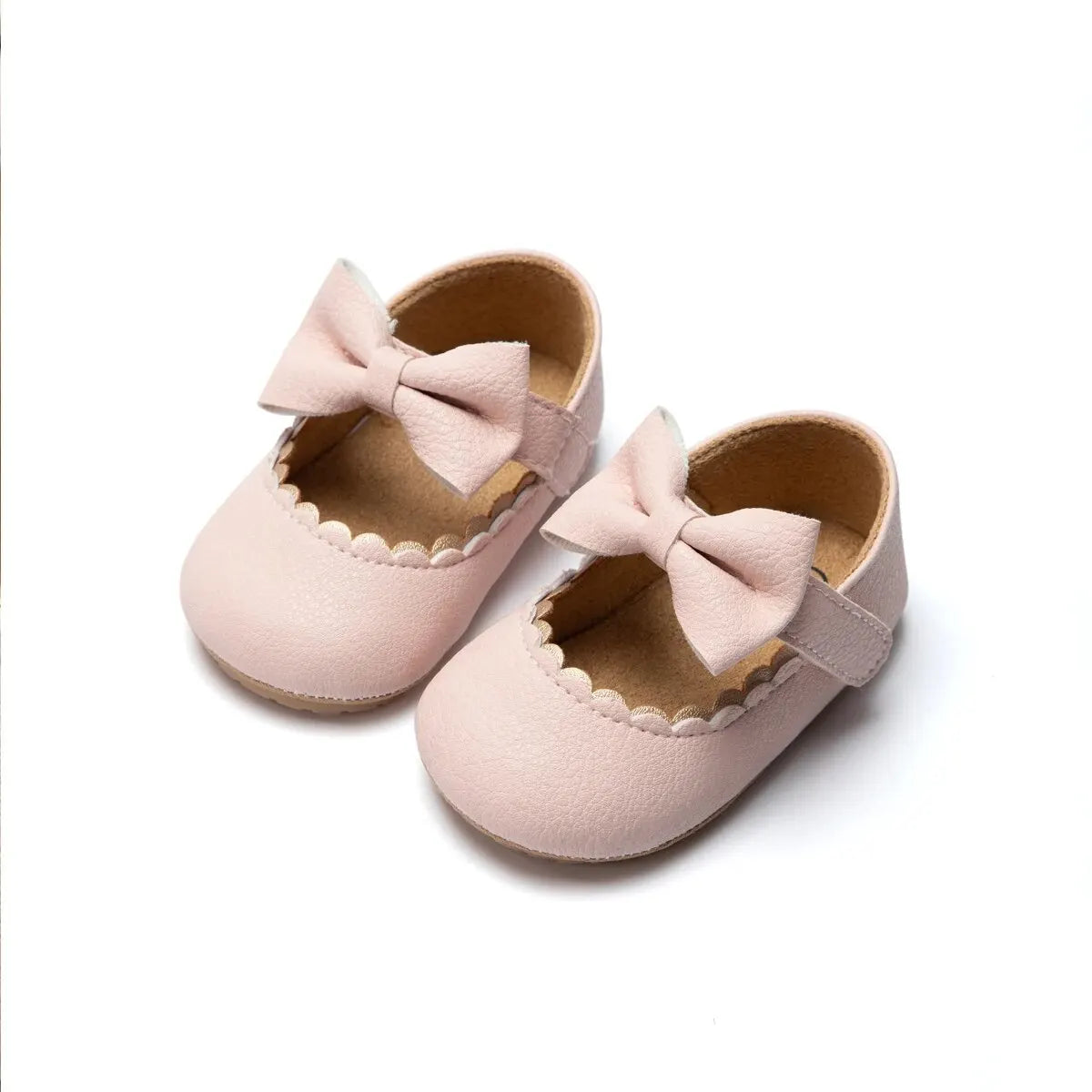 Baby Girl Mary Jane Dress Shoes - Non-Slip Rubber Sole Bowknot First Walkers (0-18M)