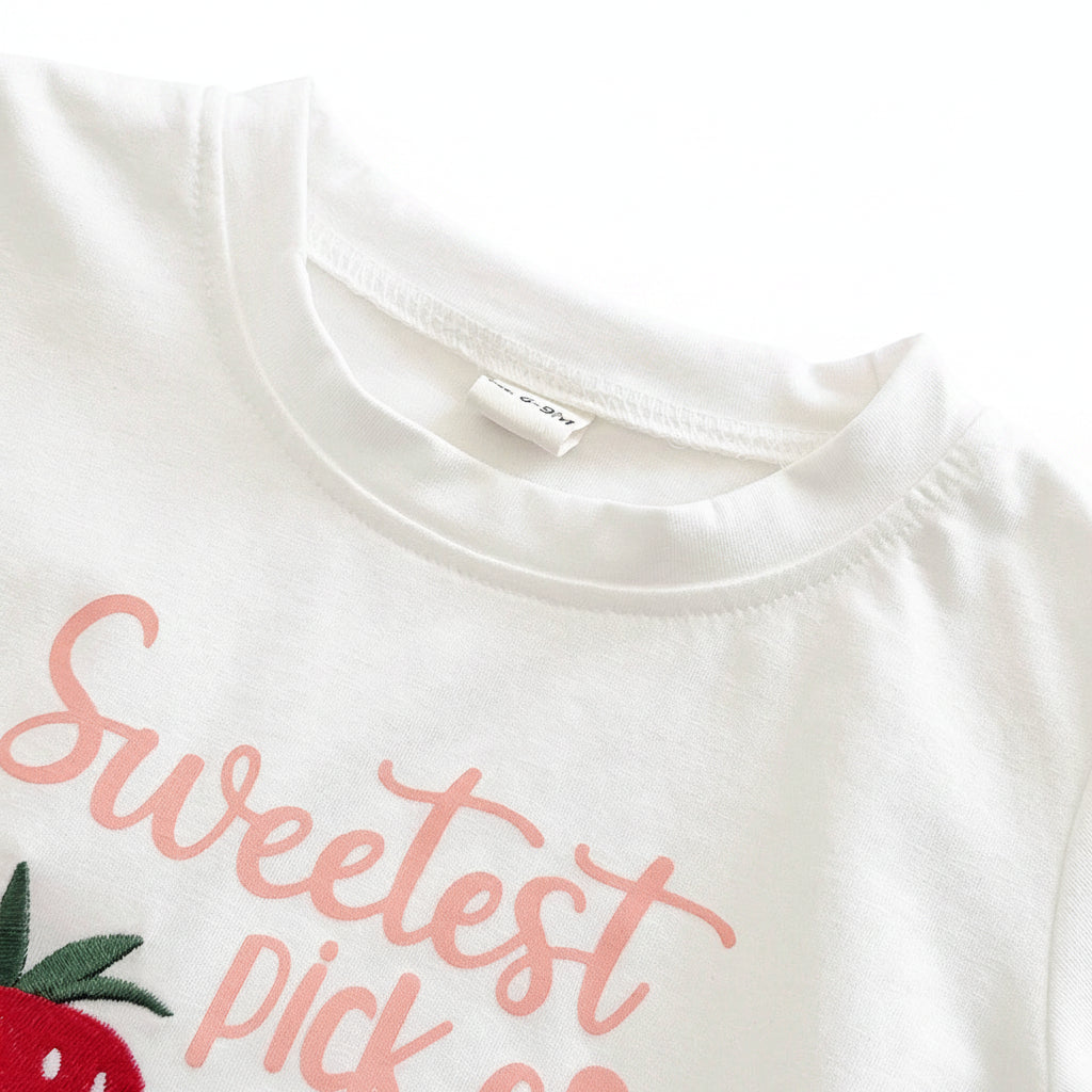 Baby & Toddler Girls "Sweetest Pick" Strawberry T-Shirt and Striped Shorts 2pc Summer Set (6M-3T)