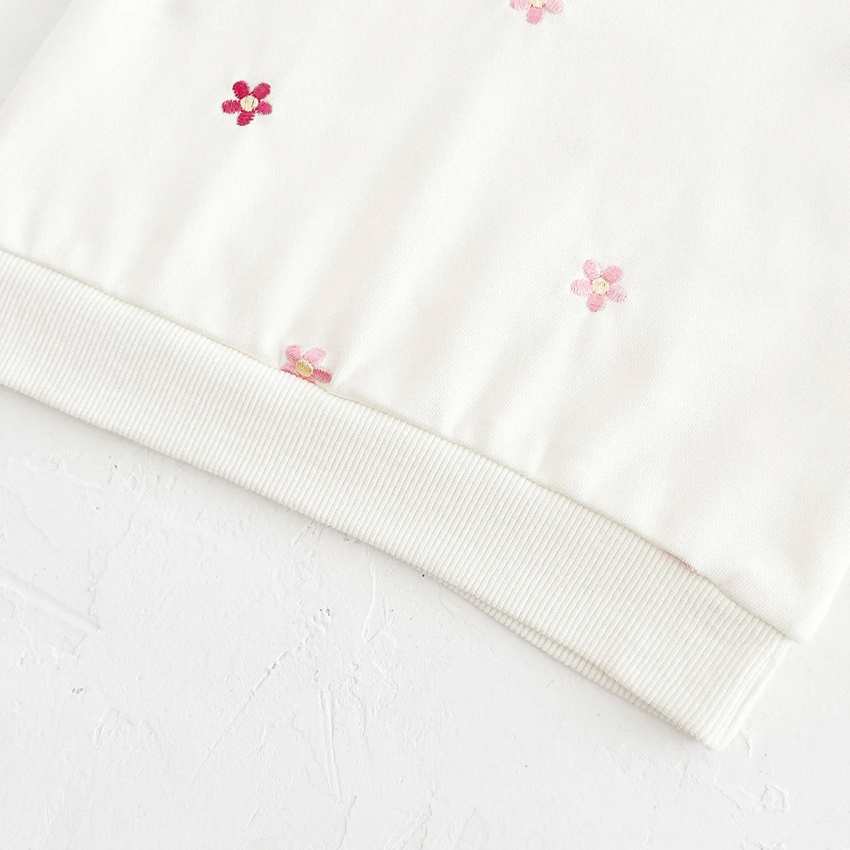 Baby Girls Floral Embroidered Outfit - Cotton Sweatshirt & Pants Set (6M-3T)