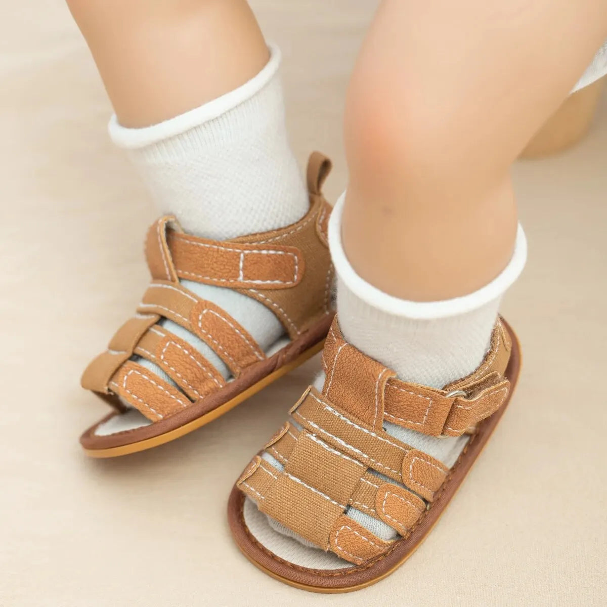 Baby Boy First Walker Sandals - Non-Slip Rubber Sole Summer Shoes for Infants & Toddlers (0-18M)