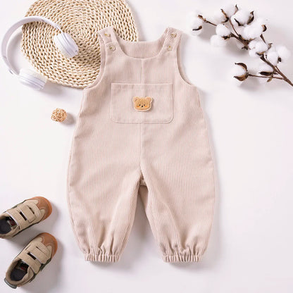 Unisex Baby Bear Corduroy Overalls - Toddler Bib Romper Jumpsuit (3-3T)