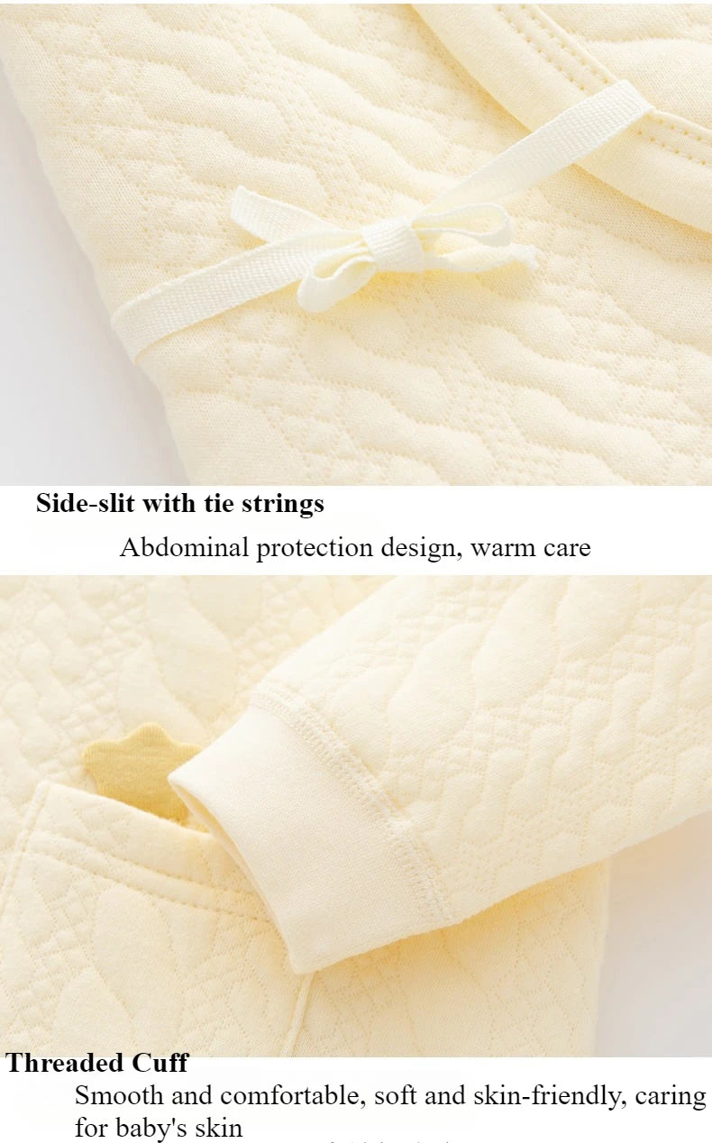 Soft Quilted Cotton Kimono Romper | Newborn Side-Tie Bodysuit