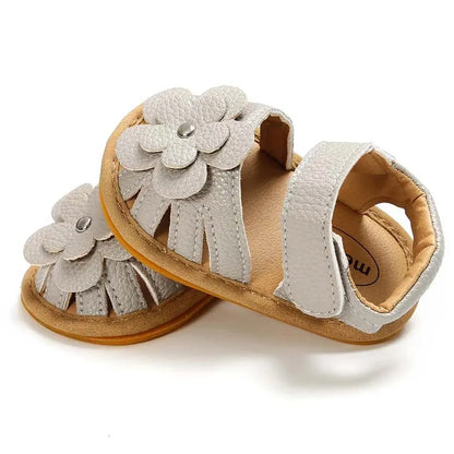 Infant Baby Girl Flower Sandals - Soft Sole Non-Slip First Walkers (0-18M)