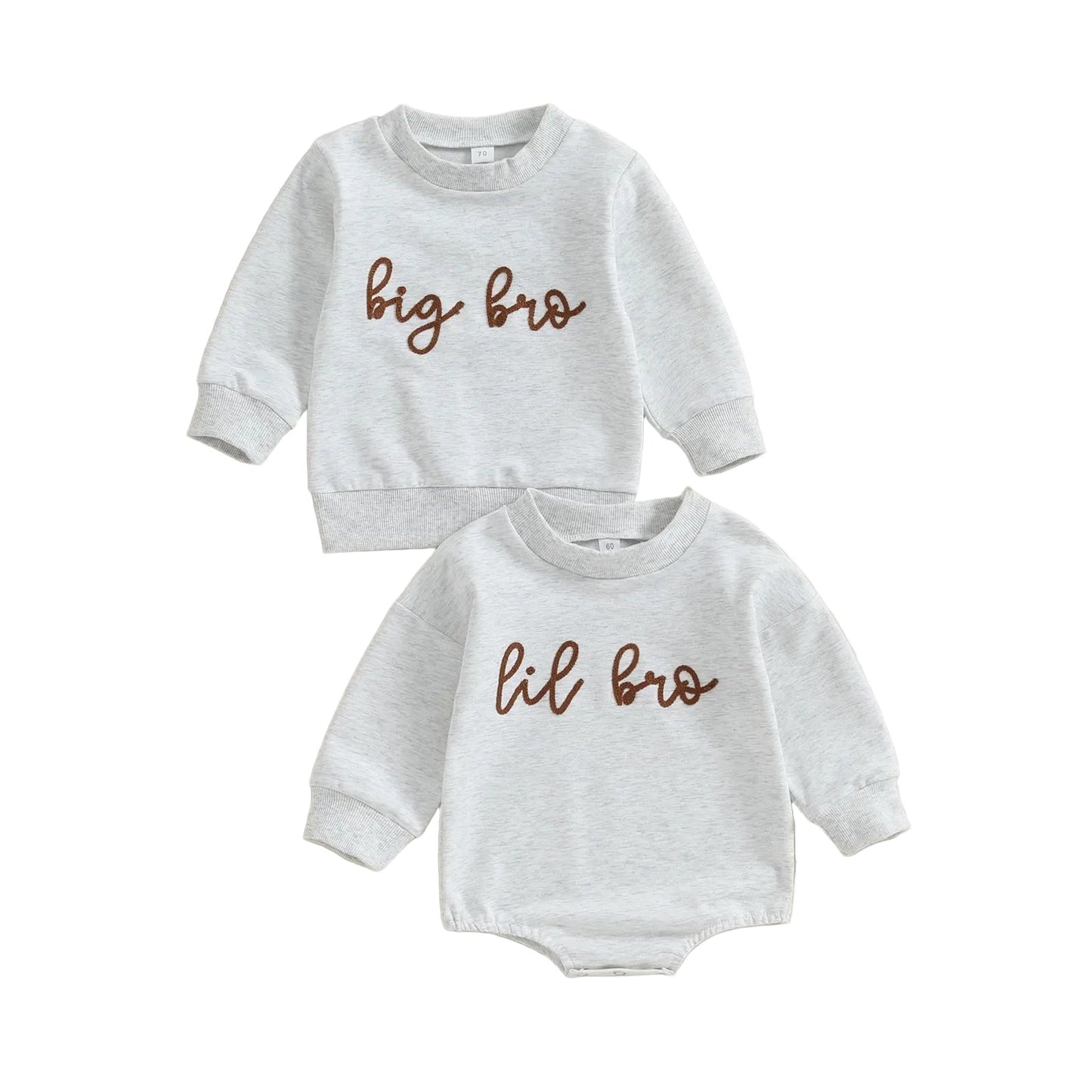 Brother Matching Outfits: Big Bro Sweatshirt & Lil Bro Romper for Baby & Toddler Boys