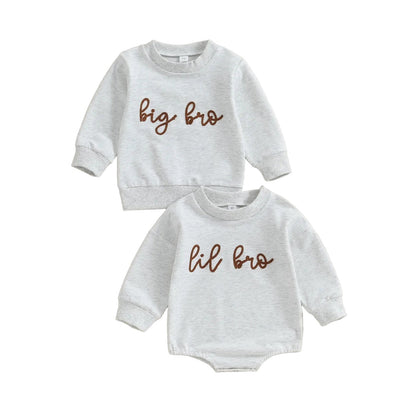 Brother Matching Outfits: Big Bro Sweatshirt & Lil Bro Romper for Baby & Toddler Boys