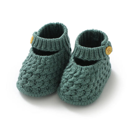 Soft Knit Mary Jane Baby Booties - Infant Pre-Walker Shoes (0-18M)