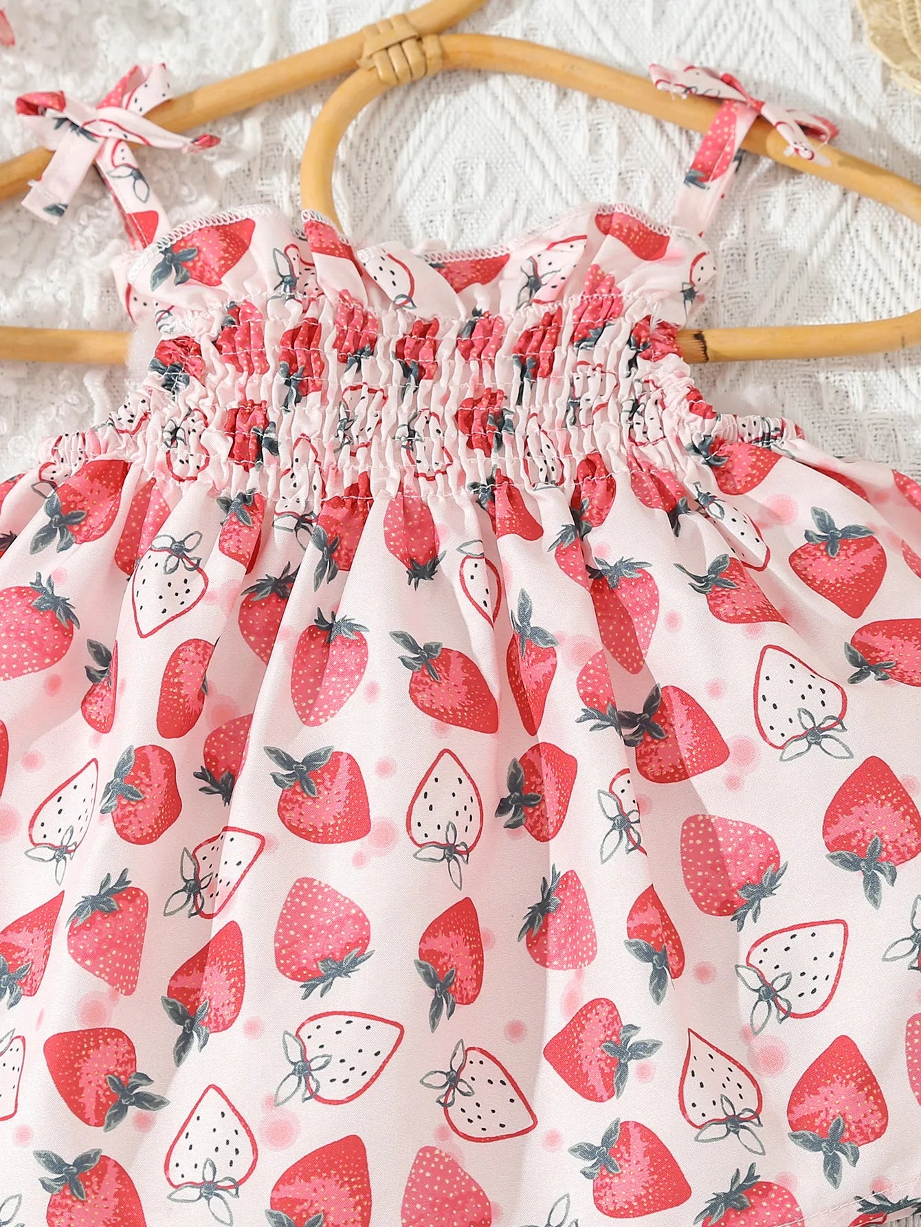 Baby & Toddler Girl Strawberry Print Cotton Outfit - 2Pc Smocked Top & Ruffle Bloomer Set (6M-3T)