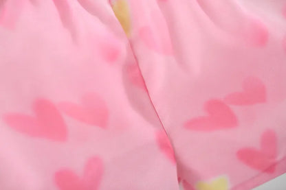 Toddler Girls' 2-Piece Summer Outfit - Pink Heart Tulip Strap Top & Shorts Set (6M-4T)