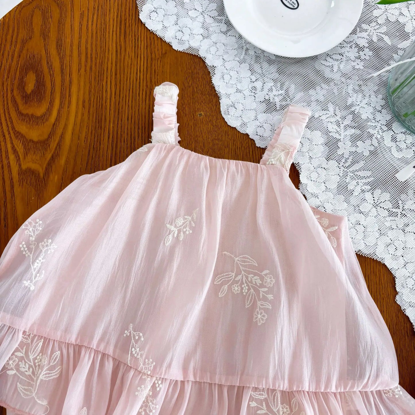 Baby Girl Floral Embroidered Romper Dress - Soft Cotton Princess Summer Bodysuit (0-2T)