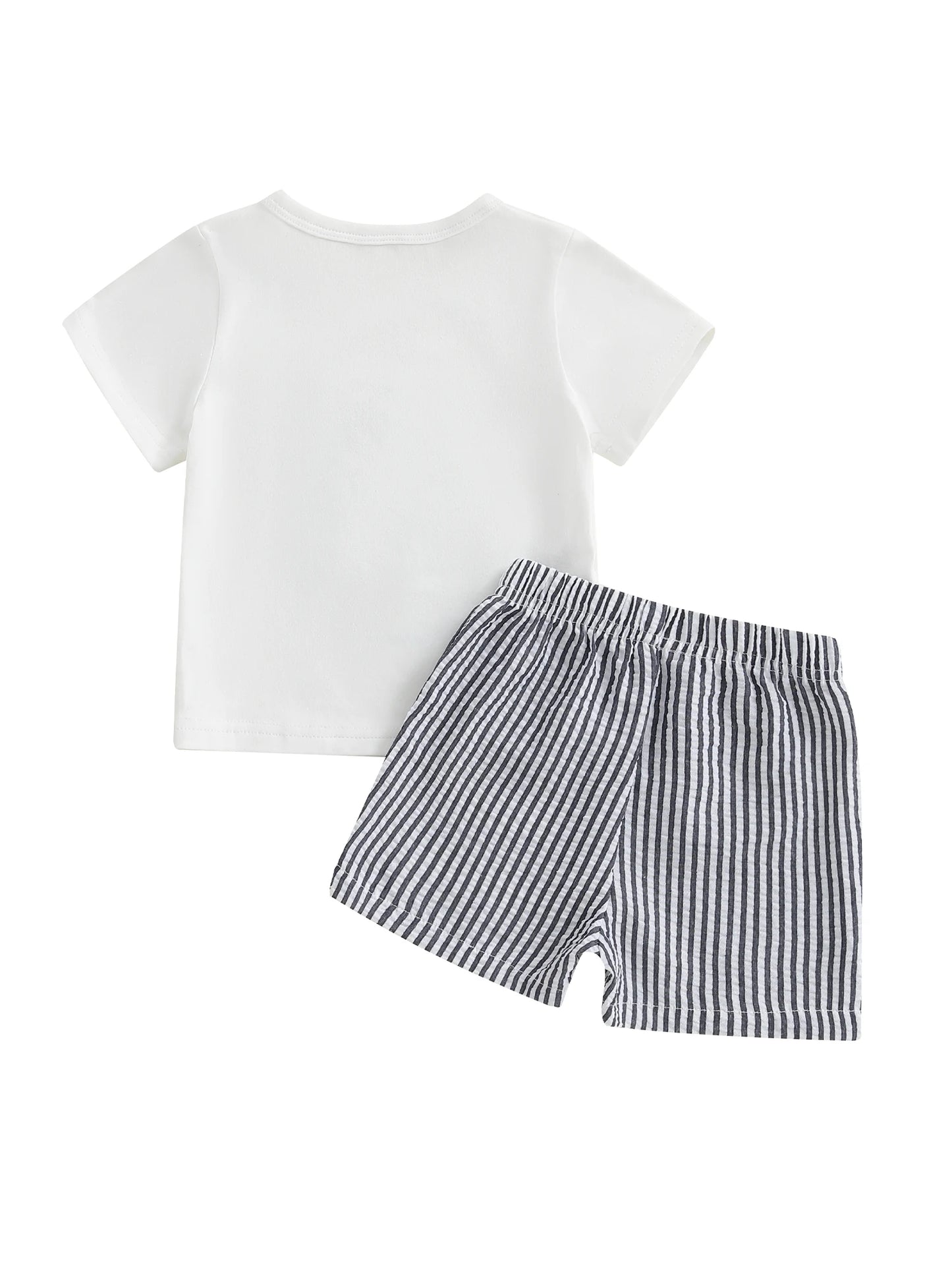 Toddler Baby Boy 2-Piece Summer Shorts Set - Sailboat Embroidered T-Shirt & Striped Nautical Shorts (6M-4T)