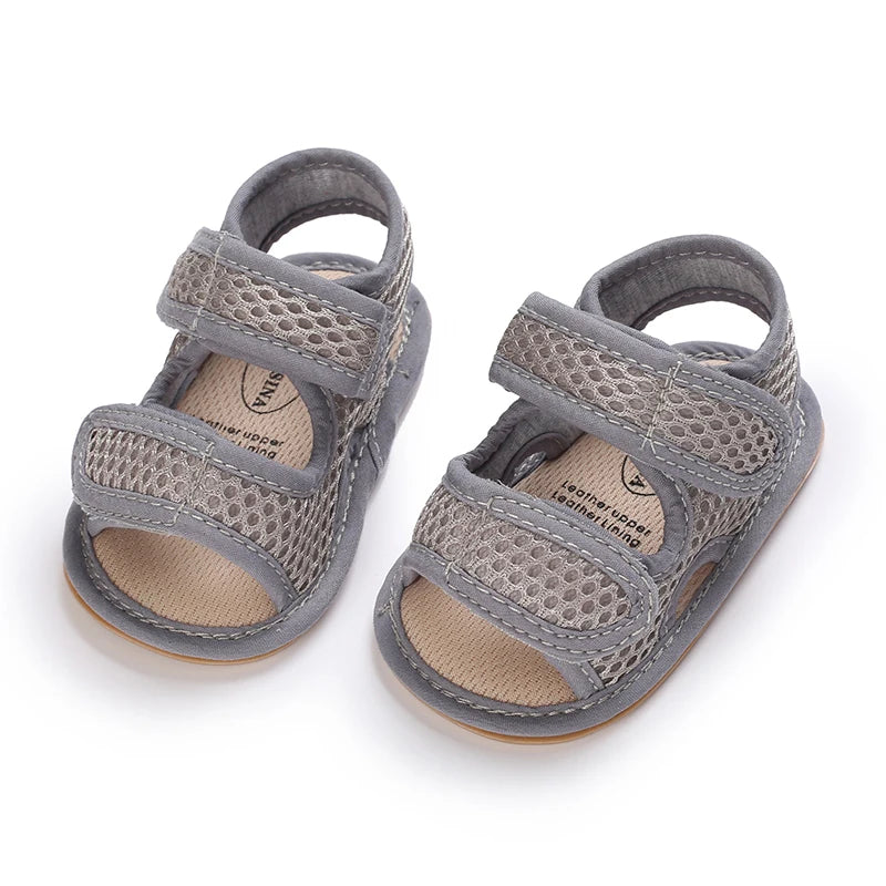 First Walker Mesh Sandals - Breathable Baby Boy Soft Sole Summer Shoes (0-18M)