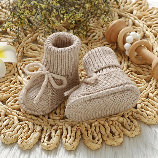 Plush High-Cuff Knit Baby Booties (0-12M)