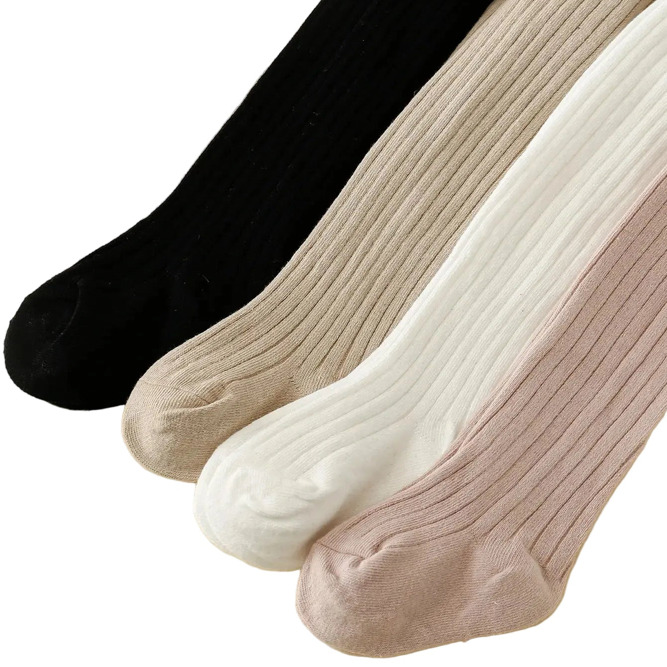 4-Pack Kids & Baby Soft Cotton Striped Tights - All-Season Ribbed Stockings (6M- 12Y)