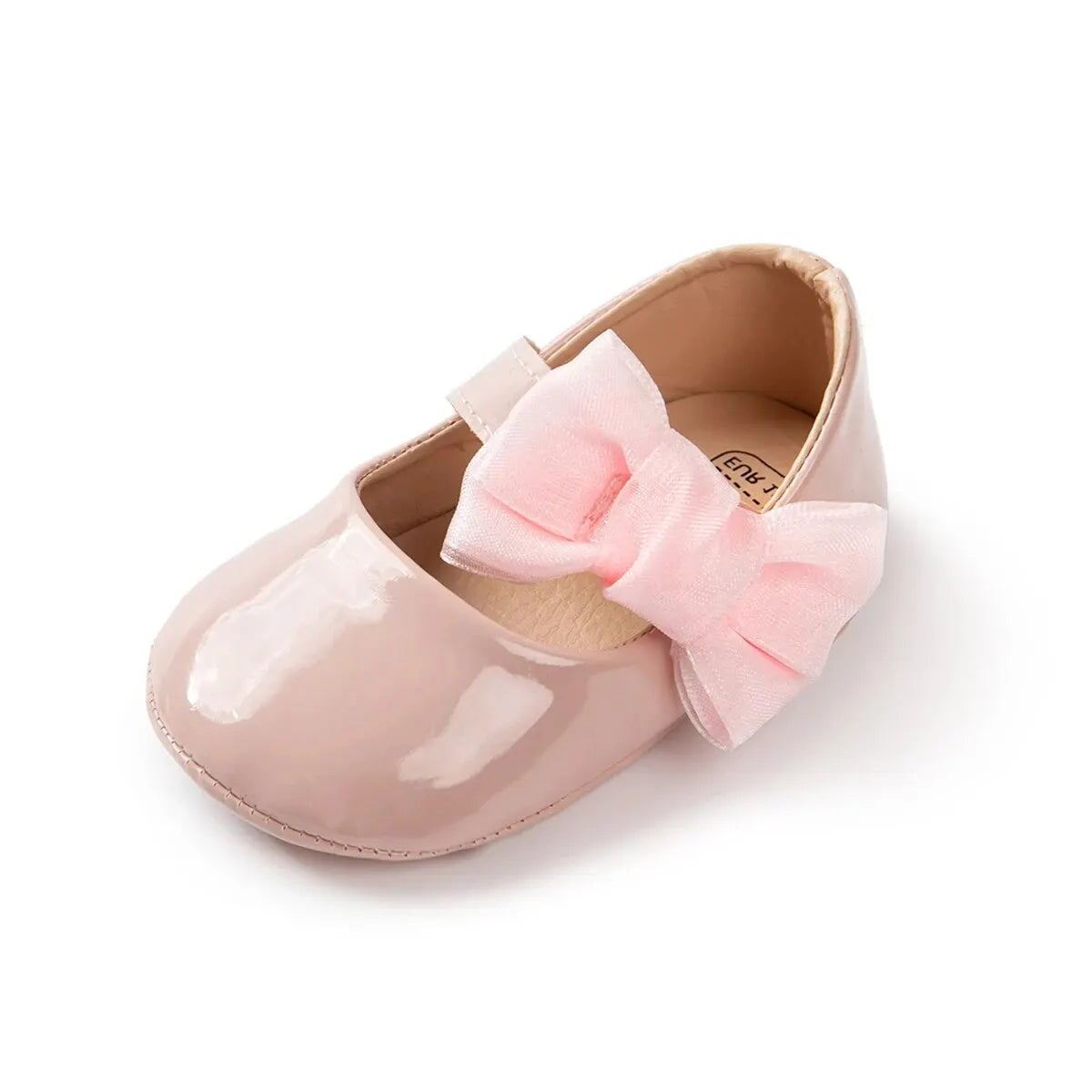 Baby Girl Mary Janes – PU Leather Bowknot First Walker Shoes, Non-Slip Rubber Sole Princess Wedding Flats (0-18M)