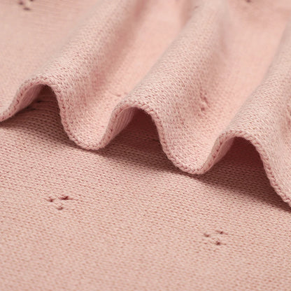 100% Cotton Knitted Baby Blanket - Soft Pointelle Cellular Receiving Blanket