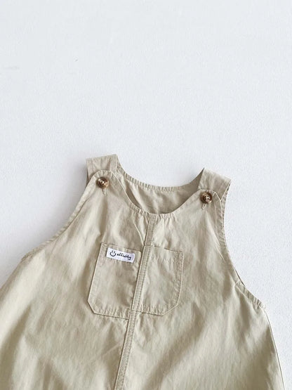 2-Piece Baby Boy Summer Set - Striped Short Sleeve Top & Cotton Blend Overall Jumpsuit (0-24M)