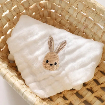 6-Layer Combed Cotton Muslin Washcloths – Ultra Soft & Embroidered (12" x 12")